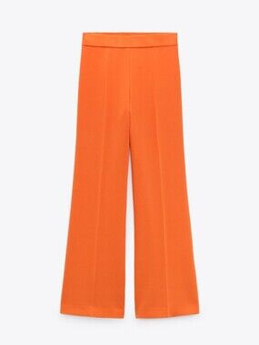 NWT Zara Fluid High Waist  Wide-Leg Orange Pants XS